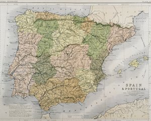 Un mapa de España y Portugal, c.1869